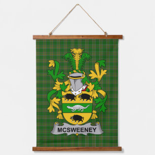 Irisches McSweeney-Wappen Familienwappen Wandteppich Mit Holzrahmen
