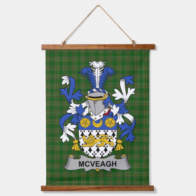Irisches McVeagh oder McFingah Wappen Familienwapp Wandteppich Mit Holzrahmen (Vorderseite)