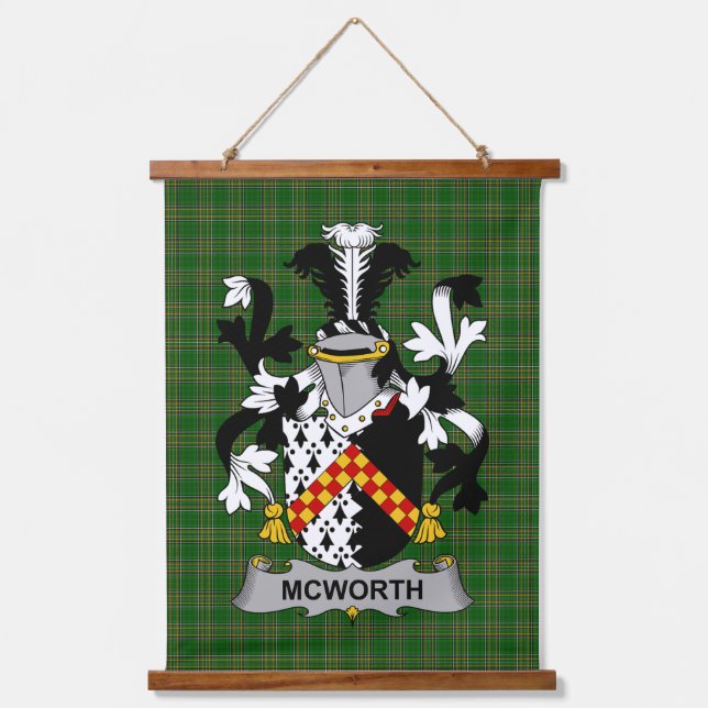 Irisches McWorth oder MacWorth Wappen Familienwapp Wandteppich Mit Holzrahmen (Vorderseite)