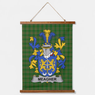 Irisches Meagher oder O_Maher Wappen Familienwappe Wandteppich Mit Holzrahmen
