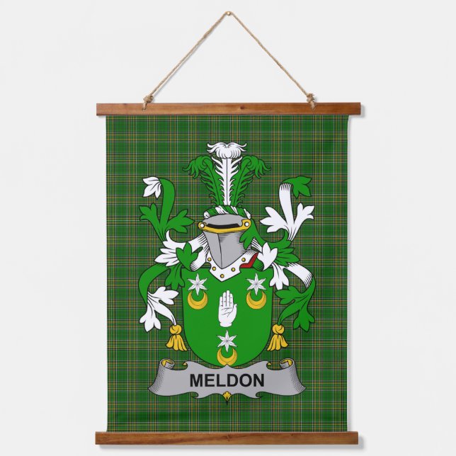 Irisches Meldon oder Muldoon Wappen Familienwappen Wandteppich Mit Holzrahmen (Vorderseite)