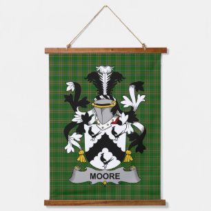 Irisches Moore-Wappen Familienwappen Wandteppich Mit Holzrahmen
