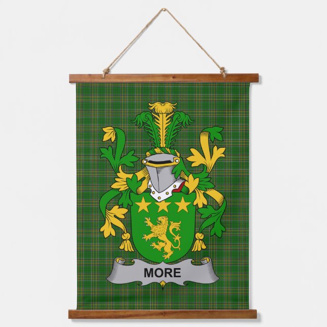Irisches More oder O_More Wappen Familienwappen Wandteppich Mit Holzrahmen (Vorderseite)