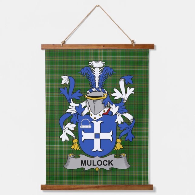 Irisches Mulock oder Mullock Wappen Familienwappen Wandteppich Mit Holzrahmen (Vorderseite)