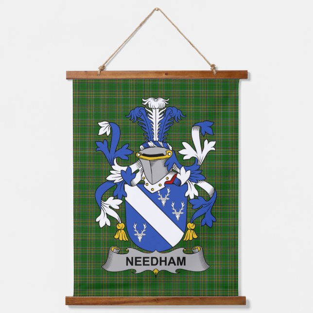 Irisches Needham oder O_Nee Wappen Familienwappen Wandteppich Mit Holzrahmen (Vorderseite)