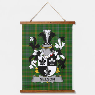 Irisches Nelson oder Nealson Wappen Familienwappen Wandteppich Mit Holzrahmen