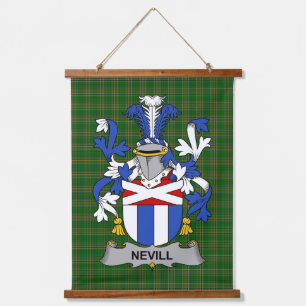 Irisches Nevill oder Neville Wappen Familienwappen Wandteppich Mit Holzrahmen