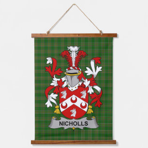 Irisches Nicholls oder Nichols Wappen Familienwapp Wandteppich Mit Holzrahmen