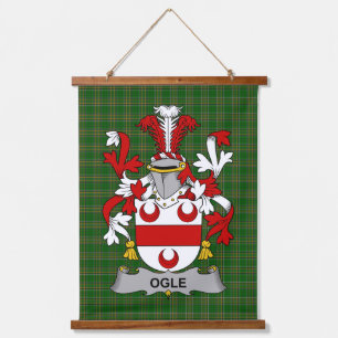 Irisches Ogle-Wappen Familienwappen Wandteppich Mit Holzrahmen