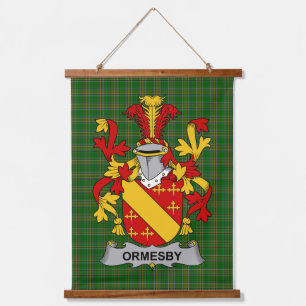 Irisches Ormesby-Wappen Familienwappen Wandteppich Mit Holzrahmen