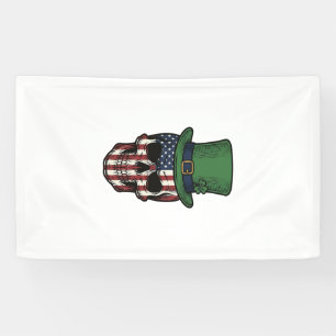 Irisches patriotisches Totenkopf-Vintage-Stickerei Banner