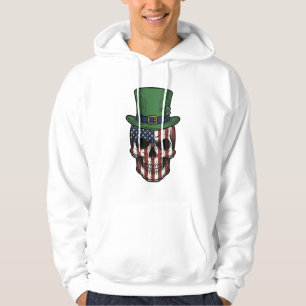 Irisches patriotisches Totenkopf-Vintage-Stickerei Hoodie