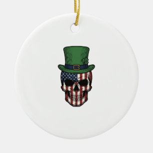 Irisches patriotisches Totenkopf-Vintage-Stickerei Keramik Ornament