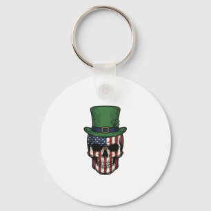 Irisches patriotisches Totenkopf-Vintage-Stickerei Schlüsselanhänger