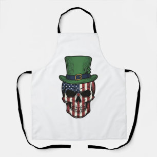 Irisches patriotisches Totenkopf-Vintage-Stickerei Schürze