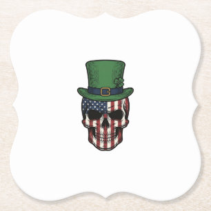 Irisches patriotisches Totenkopf-Vintage-Stickerei Untersetzer