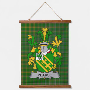 Irisches Pearse-Wappen Familienwappen Wandteppich Mit Holzrahmen
