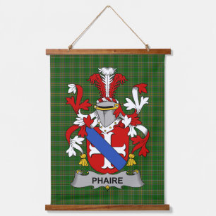 Irisches Phaire-Wappen Familienwappen Wandteppich Mit Holzrahmen