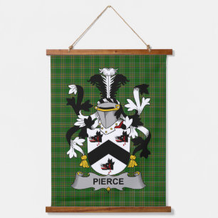 Irisches Pierce-Wappen Familienwappen Wandteppich Mit Holzrahmen