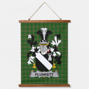 Irisches Plunkett-Wappen Familienwappen Wandteppich Mit Holzrahmen