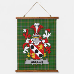 Irisches Quelch-Wappen Familienwappen Wandteppich Mit Holzrahmen