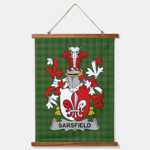 Irisches Sarsfield Wappen Familienwappen Wandteppich Mit Holzrahmen