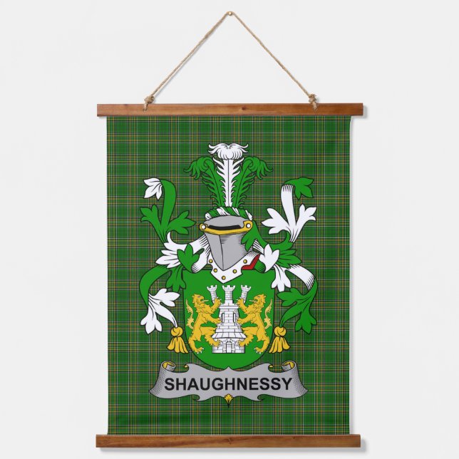 Irisches Shaughnessy oder O_Shaughnessy Wappen Fa Wandteppich Mit Holzrahmen (Vorderseite)