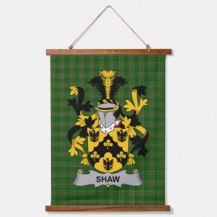 Irisches Shaw-Wappen Familienwappen Wandteppich Mit Holzrahmen