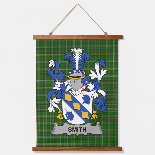 Irisches Smith oder Smyth Wappen Familienwappen Wandteppich Mit Holzrahmen (Vorderseite)