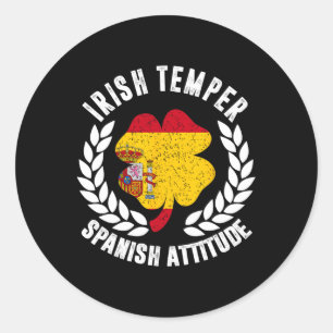 Irisches Temper spanische Attitüde Flagge St. Patr Runder Aufkleber