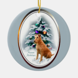 Irisches Terrier-Weihnachtsgeschenk-Verzierung Keramik Ornament