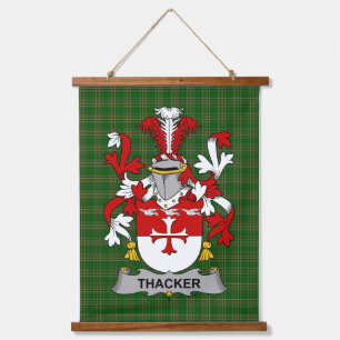 Irisches Thacker-Wappen Familienwappen Wandteppich Mit Holzrahmen