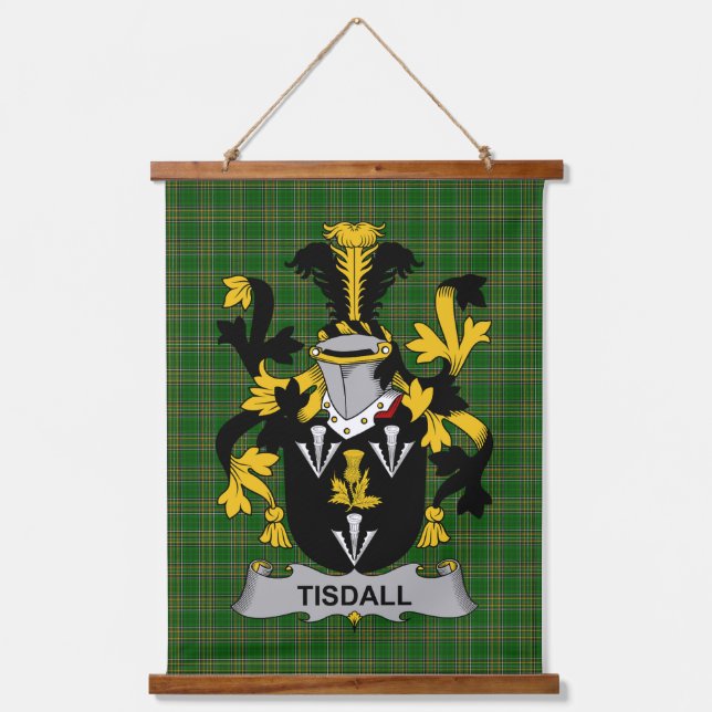 Irisches Tisdall oder Tisdale Wappen Familienwappe Wandteppich Mit Holzrahmen (Vorderseite)