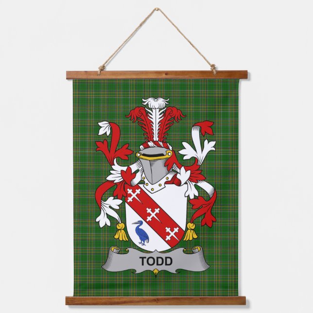 Irisches Todd oder Tod Wappen Familienwappen Wandteppich Mit Holzrahmen (Vorderseite)