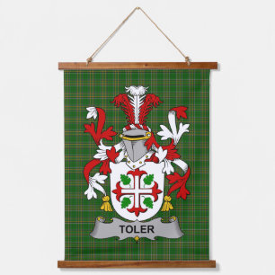 Irisches Toler oder Toller Wappen Familienwappen Wandteppich Mit Holzrahmen
