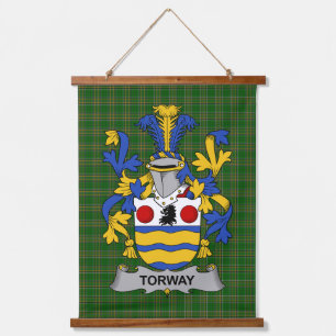 Irisches Torway-Wappen Familienwappen Wandteppich Mit Holzrahmen