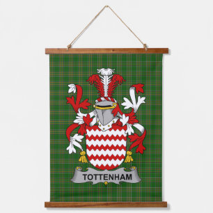 Irisches Tottenham-Wappen Familienwappen Wandteppich Mit Holzrahmen