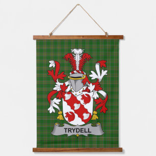 Irisches Trydell-Wappen Familienwappen Wandteppich Mit Holzrahmen