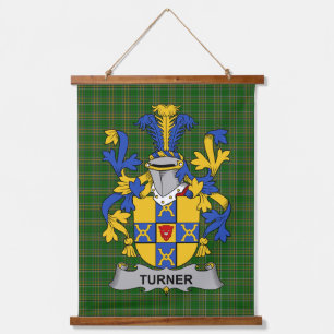 Irisches Turner-Wappen Familienwappen Wandteppich Mit Holzrahmen