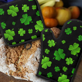 Irisches vierblättriges Muster Ofenhandschuh & Topflappen-Set