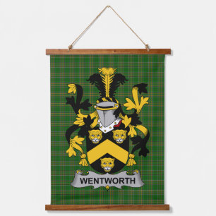 Irisches Wentworth-Wappen Familienwappen Wandteppich Mit Holzrahmen
