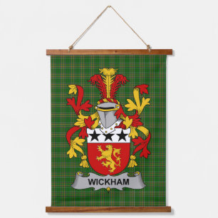 Irisches Wickham-Wappen Familienwappen Wandteppich Mit Holzrahmen