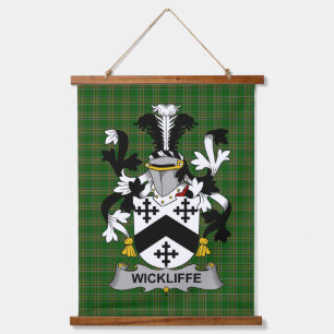 Irisches Wickliffe-Wappen Familienwappen Wandteppich Mit Holzrahmen