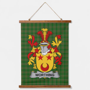Irisches Worthing Wappen Familienwappen Wandteppich Mit Holzrahmen