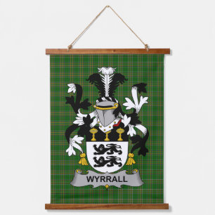 Irisches Wyrrall-Wappen Familienwappen Wandteppich Mit Holzrahmen