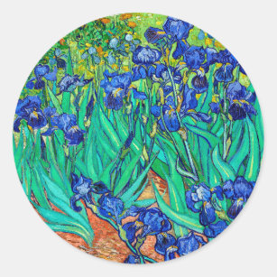 Irises (1889) Botanical Fine Art Vincent Van Gogh Runder Aufkleber