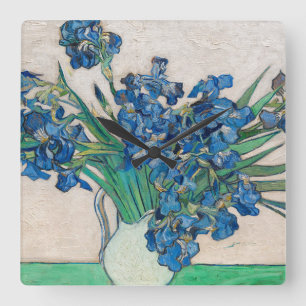 Irises, 1890 by Vincent van Gogh Quadratische Wanduhr