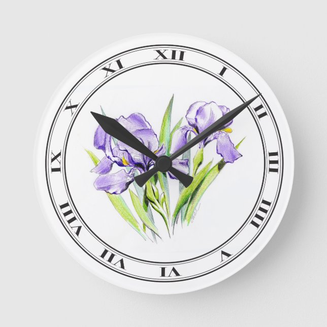 Irises Clock Runde Wanduhr (Vorderseite)