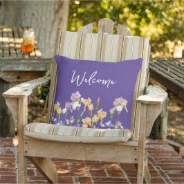 Irises Floral Lila Welcome Kissen