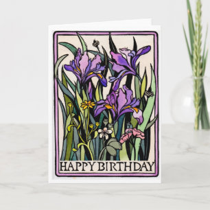 Irises Happy Birthday Card Karte